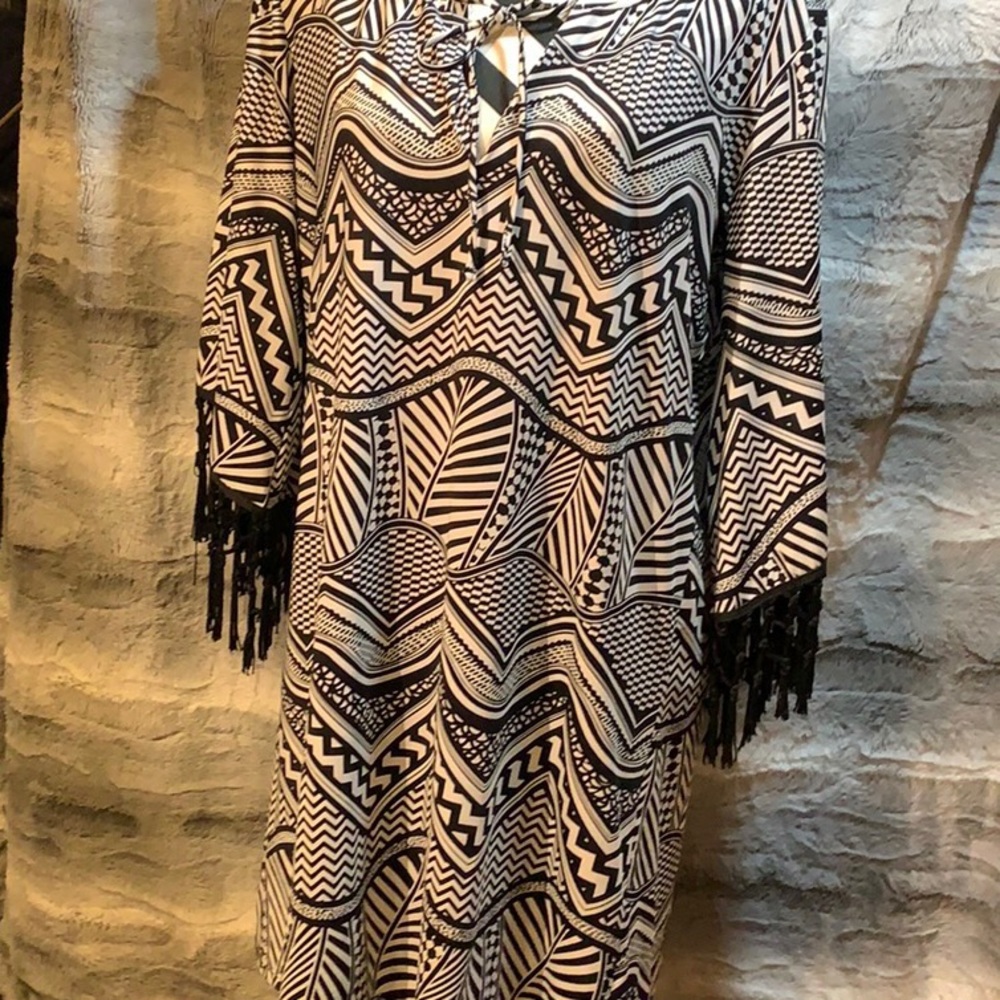 Kenneth Cole New York Swim Coverup Tunic fringe L